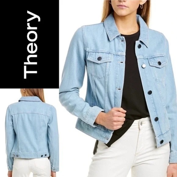 1075 Theory Denim Jacket Size P/XS Color Blue - Picture 1 of 6